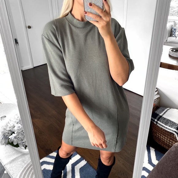🍃 ZARA SAGE BASIC STITCHED BAGGY DRESS! - Picture 6 of 12